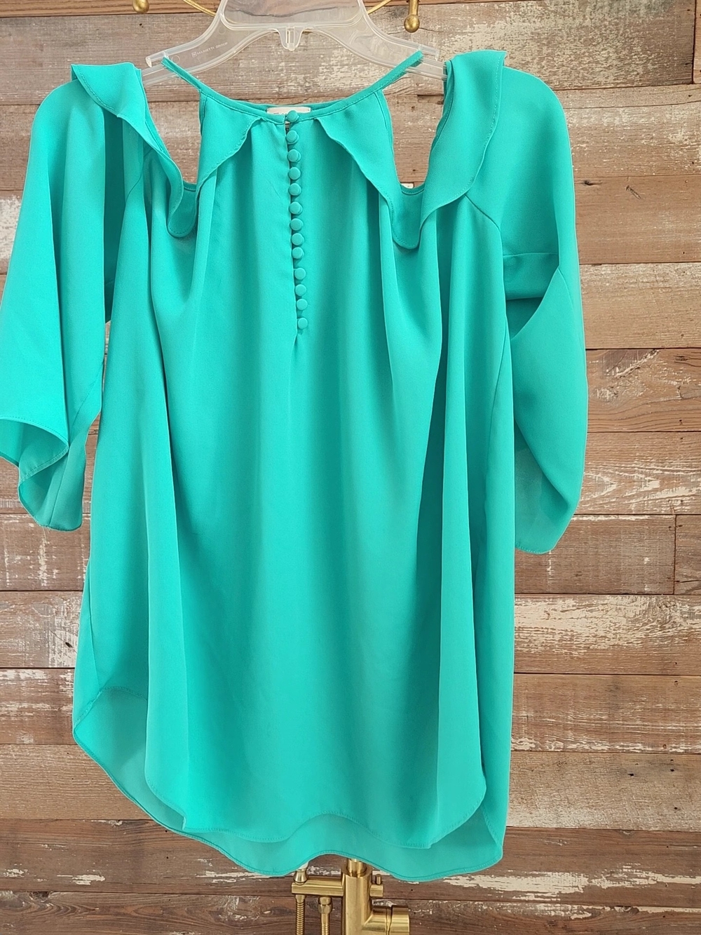 Daniel Cremieux Teal Cold-Shoulder Blouse